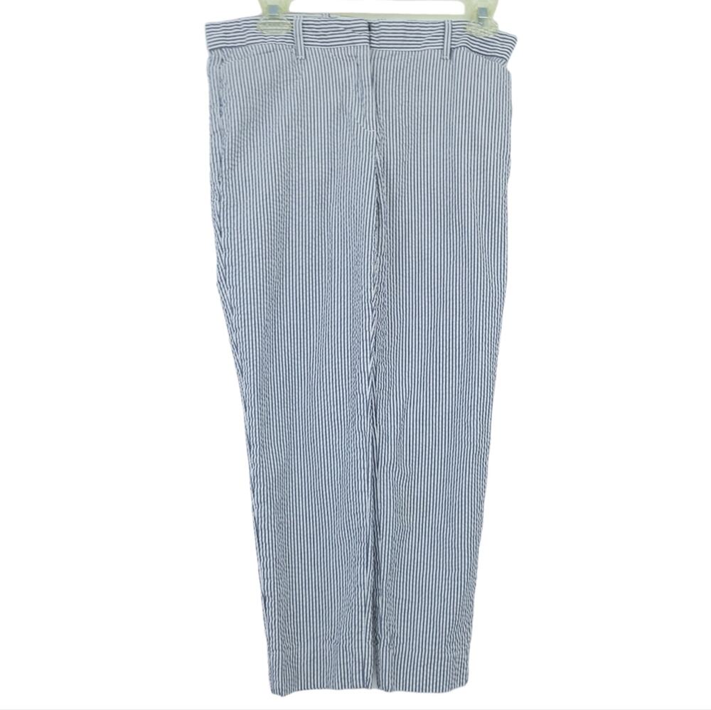 Gap Slim Cropped Seersucker Pants Size 2 Blue White Stripe Summer Pants Coastal